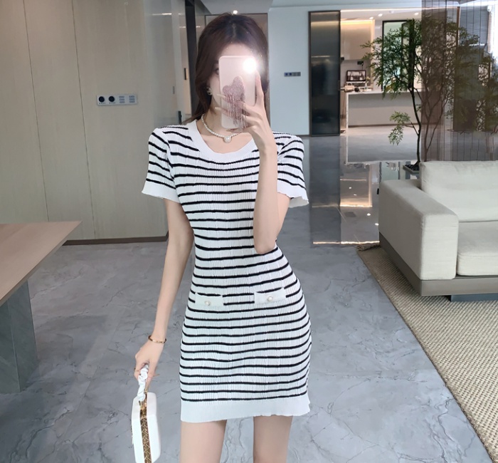 Sexy niche knitted France style sweet dress for women