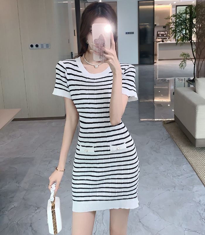 Sexy niche knitted France style sweet dress for women