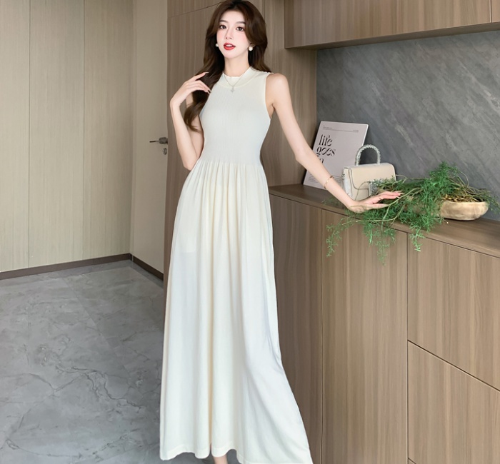 All-match long dress ice silk sleeveless dress for women