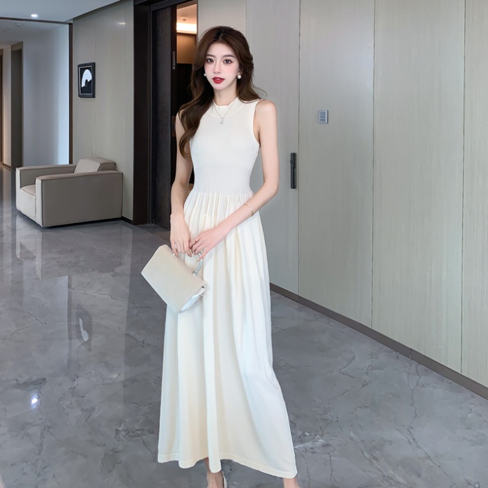 All-match long dress ice silk sleeveless dress for women