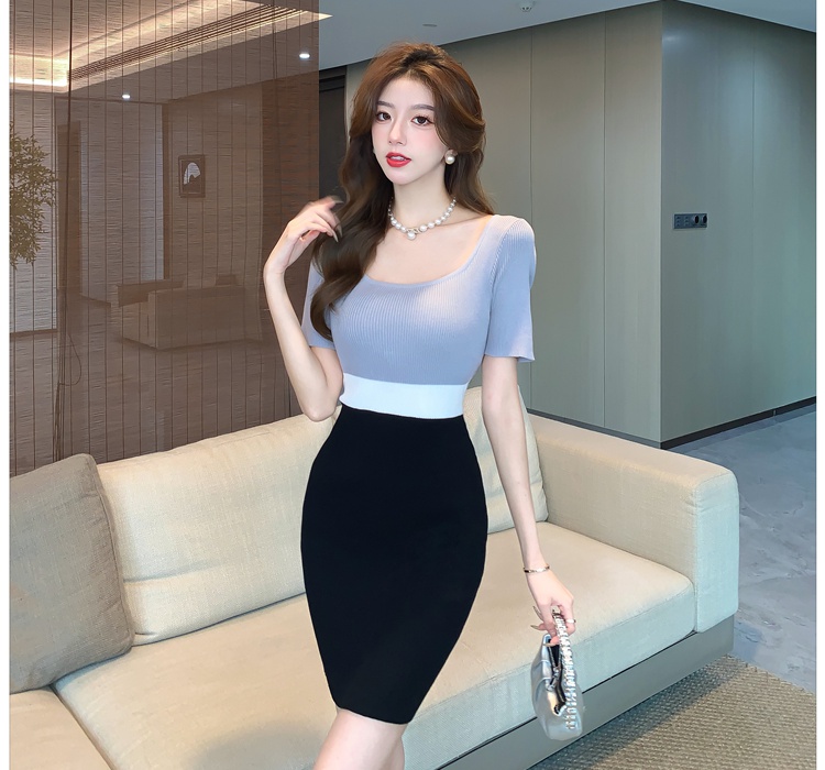 Retro short sleeve slim temperament dress for women