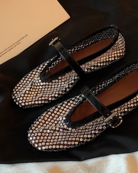 Summer glitter flattie low rhinestone shoes for women