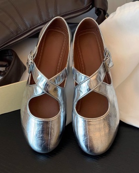 Summer fashion flattie low silver shoes for women