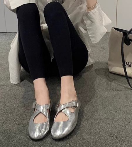 Summer fashion flattie low silver shoes for women