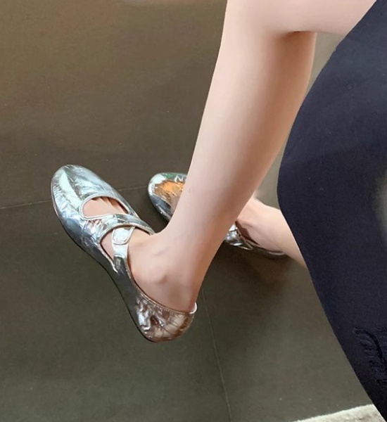 Summer fashion flattie low silver shoes for women