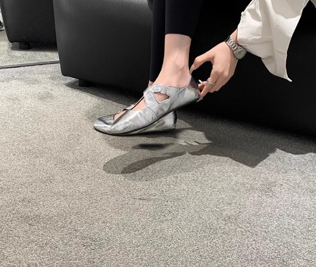 Summer fashion flattie low silver shoes for women