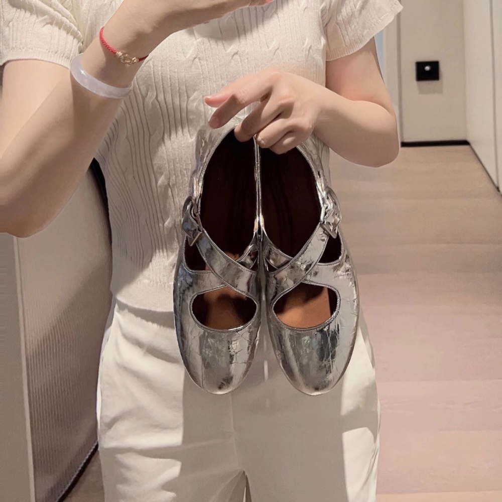 Summer fashion flattie low silver shoes for women