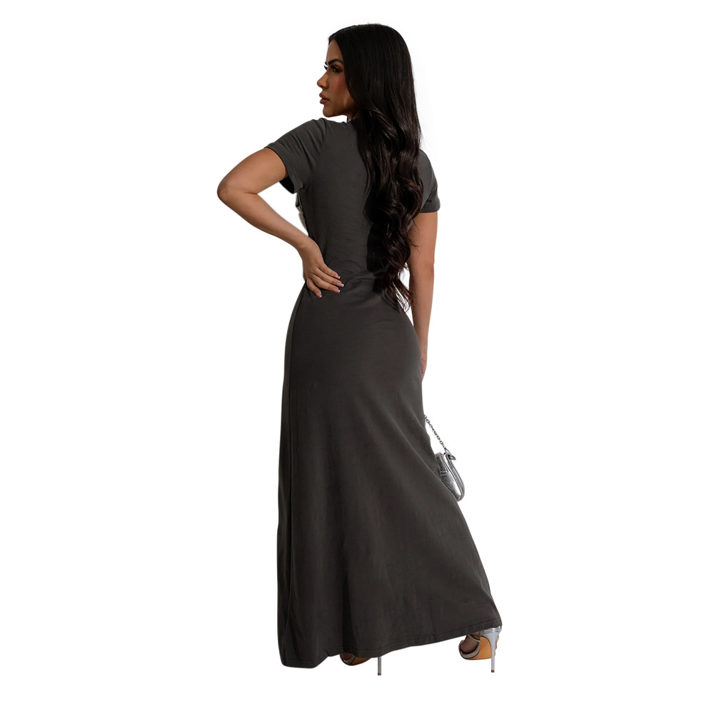 European style slim dress fashion high split long dress