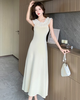 Summer pinched waist long dress France style dress for women