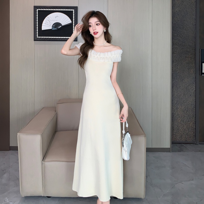 Summer pinched waist long dress France style dress for women