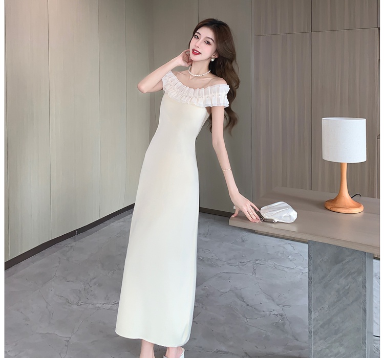 Summer pinched waist long dress France style dress for women