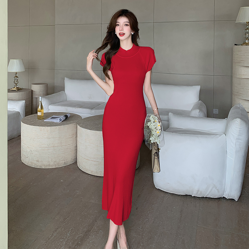 France style slim long dress package hip dress