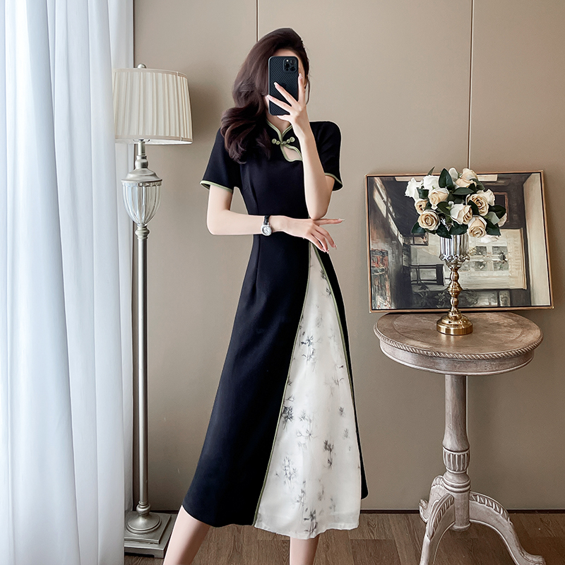 Chinese style slim dress summer Pseudo-two cheongsam