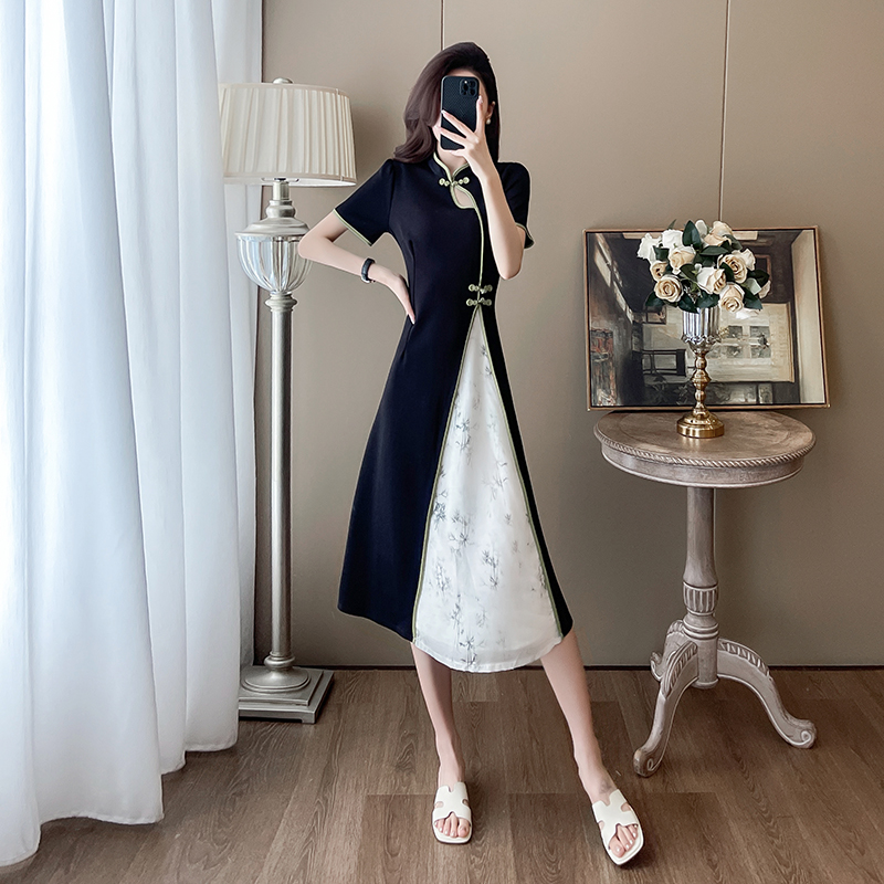 Chinese style slim dress summer Pseudo-two cheongsam