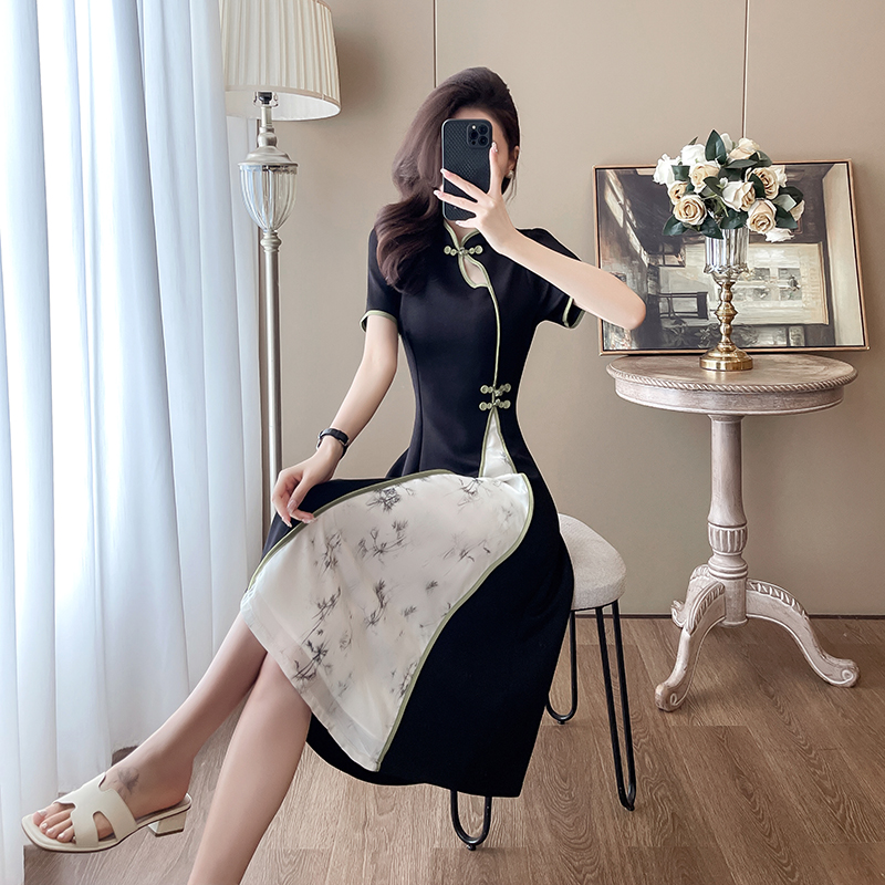 Chinese style slim dress summer Pseudo-two cheongsam