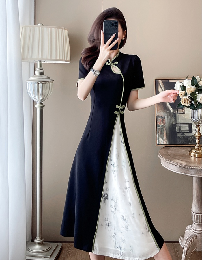 Chinese style slim dress summer Pseudo-two cheongsam