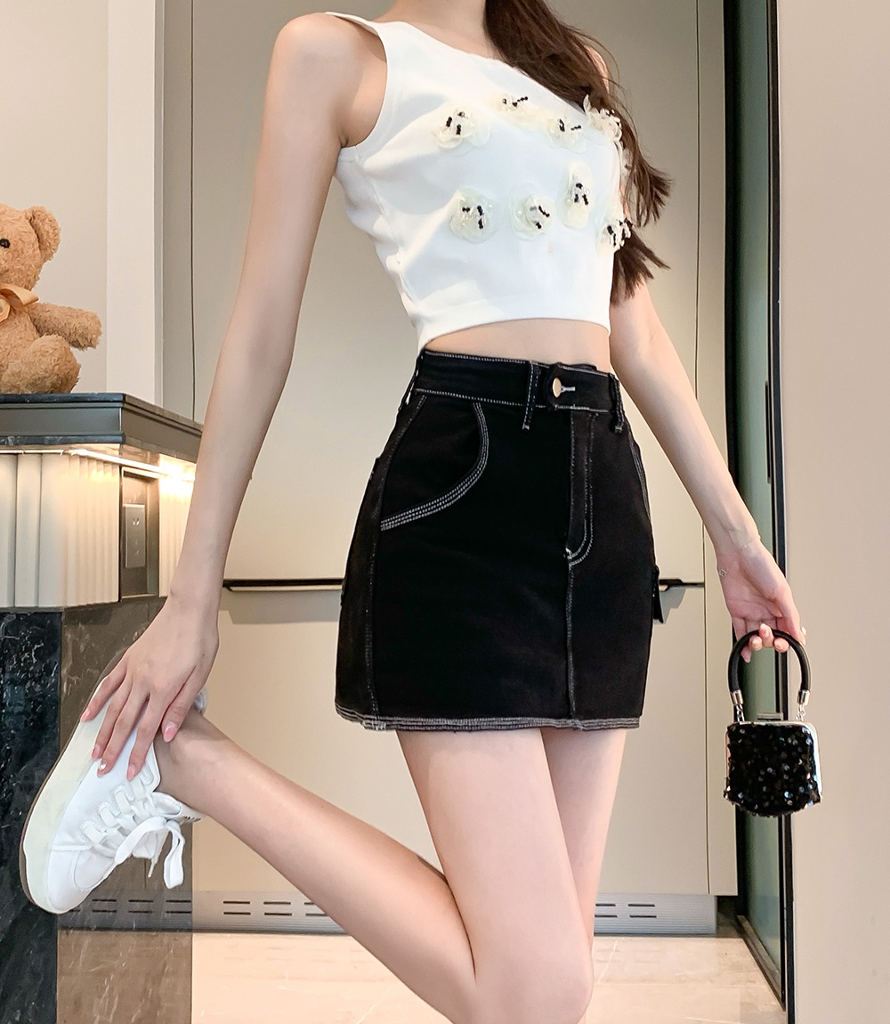 High waist package hip short skirt summer work clothing