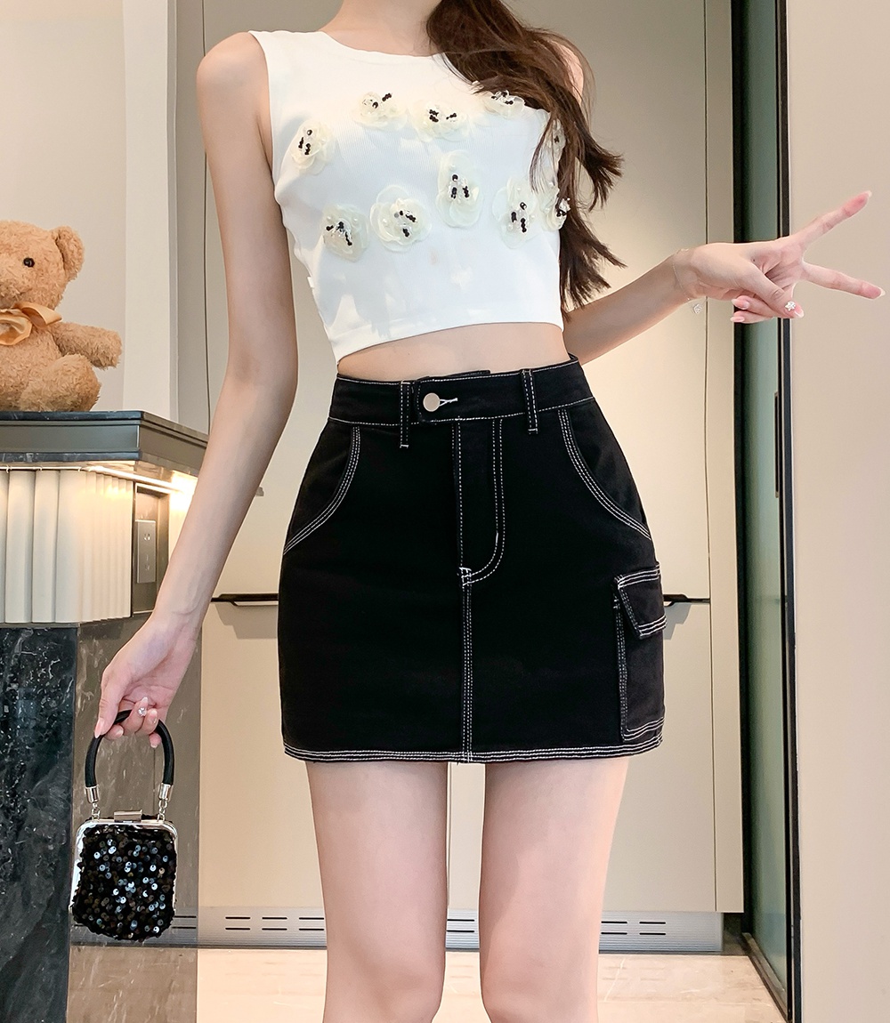 High waist package hip short skirt summer work clothing