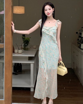 Printing summer floral chiffon dress