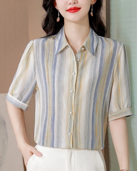 Silk fashion shirt stripe real silk tops for women