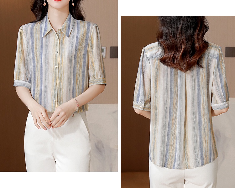 Silk fashion shirt stripe real silk tops for women