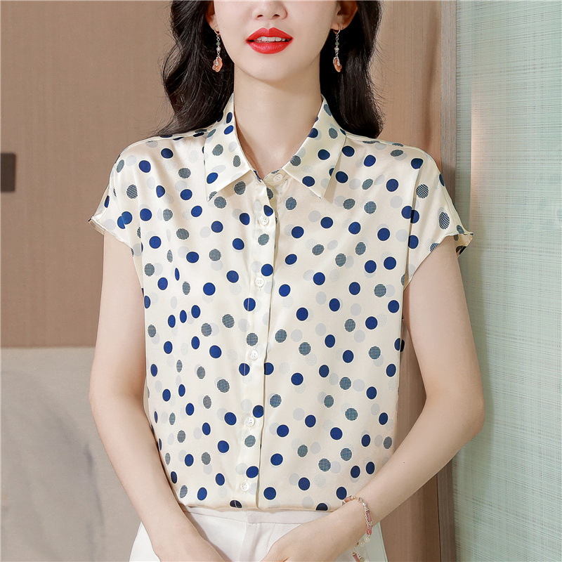 Silk Western style tops lapel shirt for women