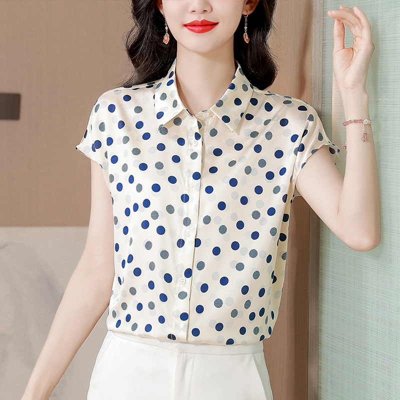 Silk Western style tops lapel shirt for women