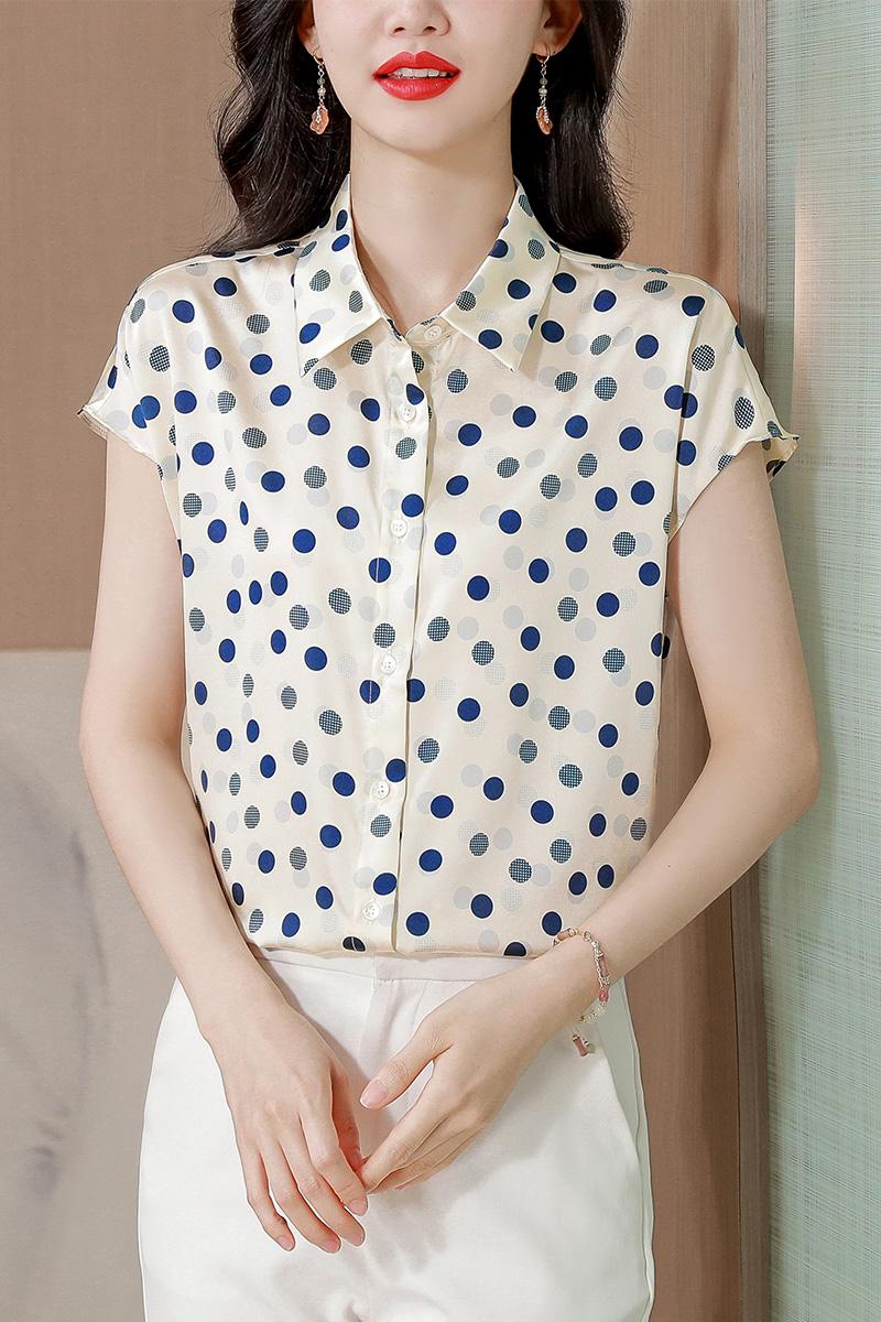 Silk Western style tops lapel shirt for women