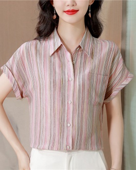 Fashion real silk shirt summer silk small shirt for women