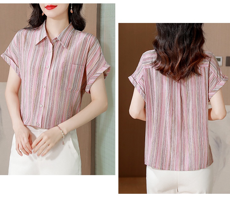 Fashion real silk shirt summer silk small shirt for women