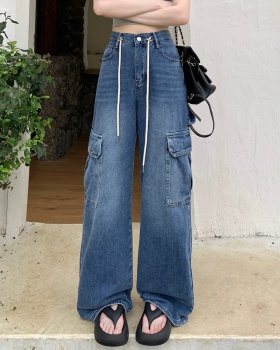 Wide leg work clothing waistband long pants for women