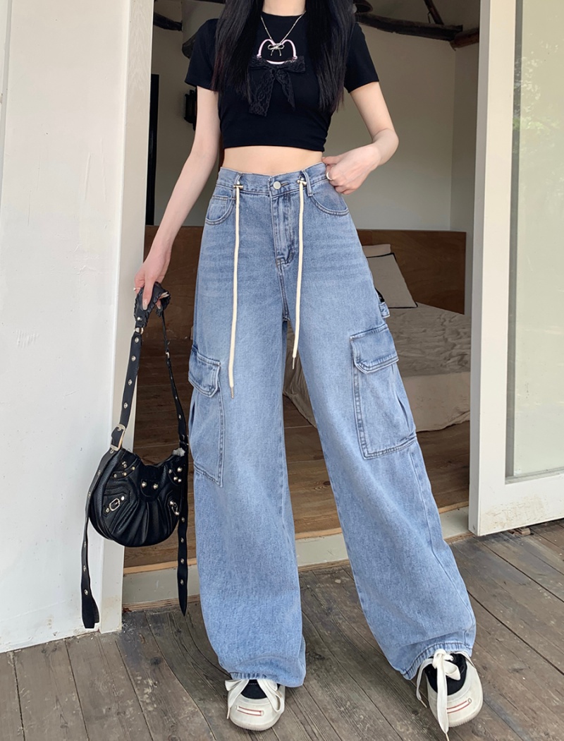 Wide leg work clothing waistband long pants for women