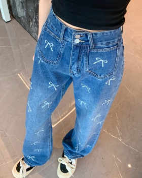 Wide leg autumn long pants slim jeans for women