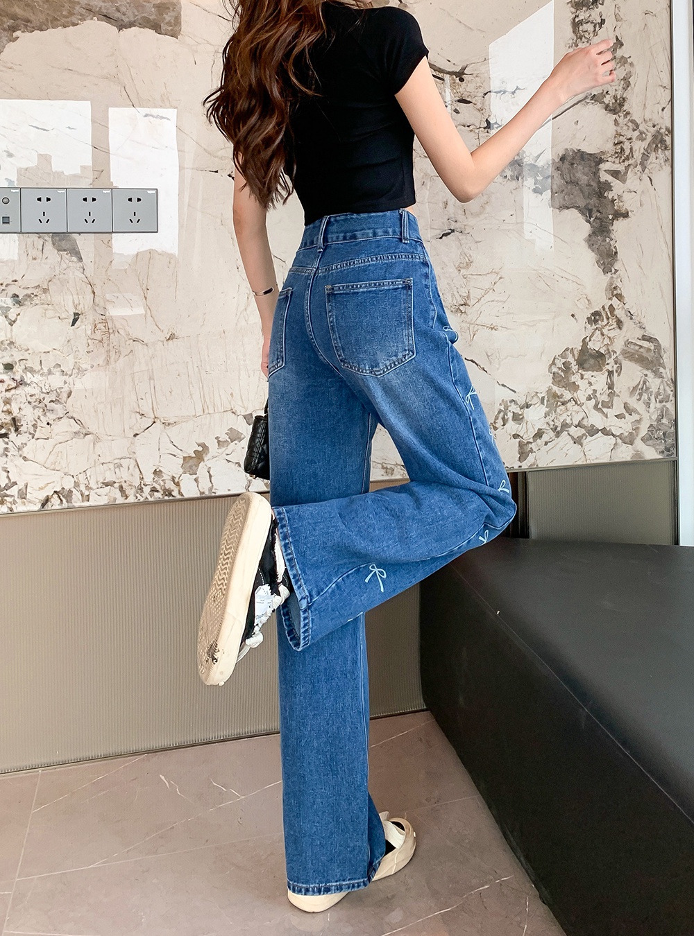 Wide leg autumn long pants slim jeans for women