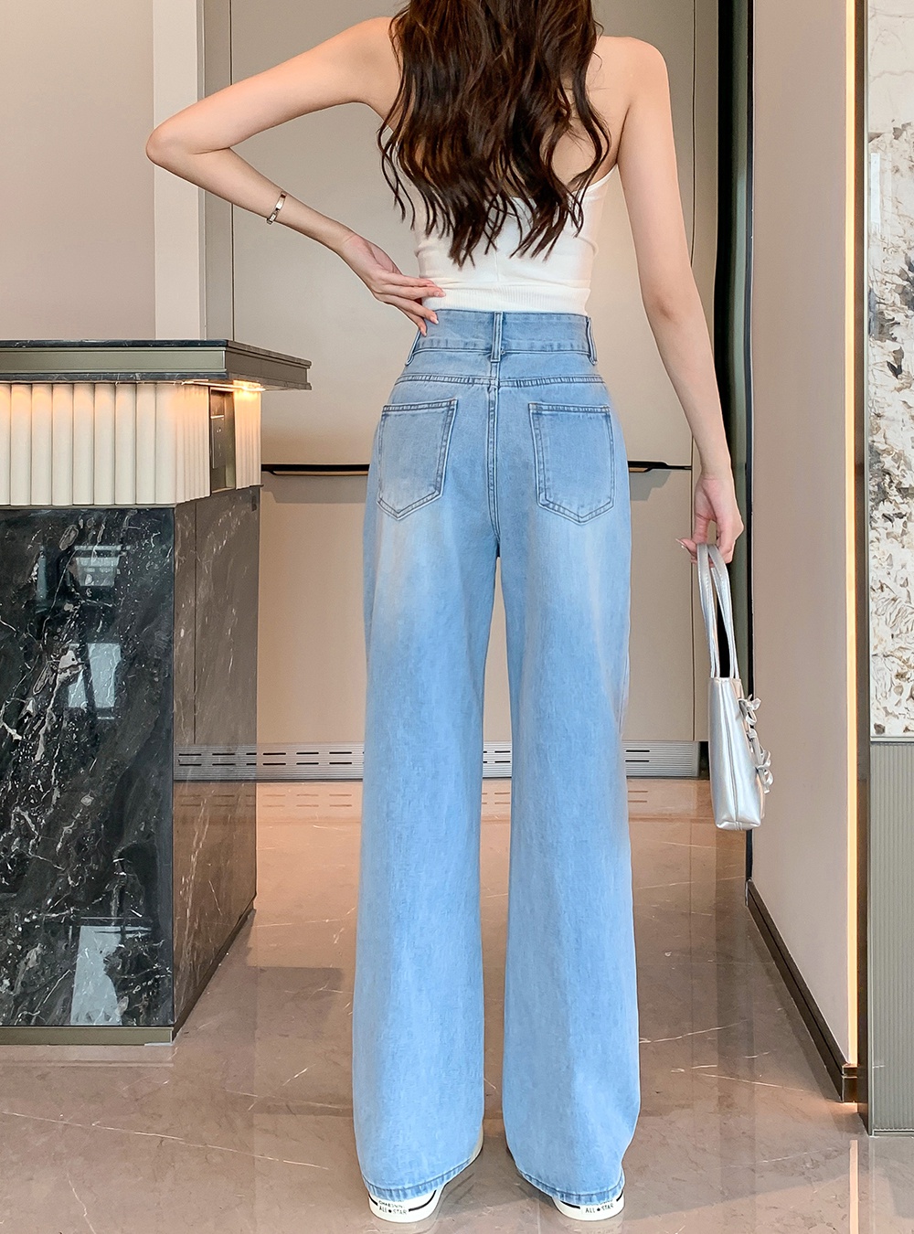 Wide leg autumn long pants slim jeans for women