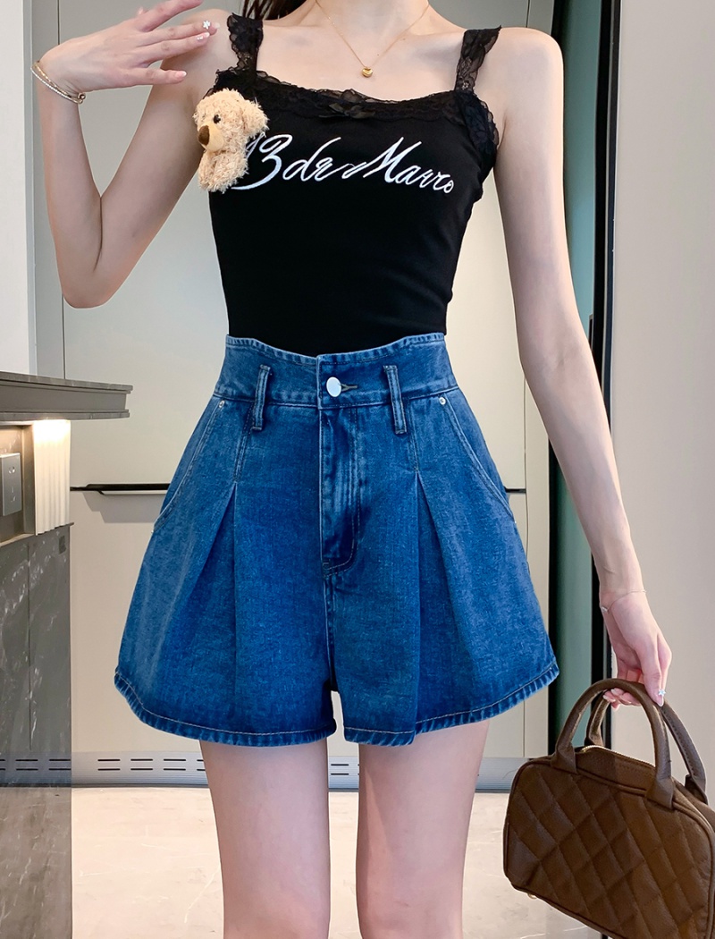 All-match loose short jeans summer lotus leaf culottes