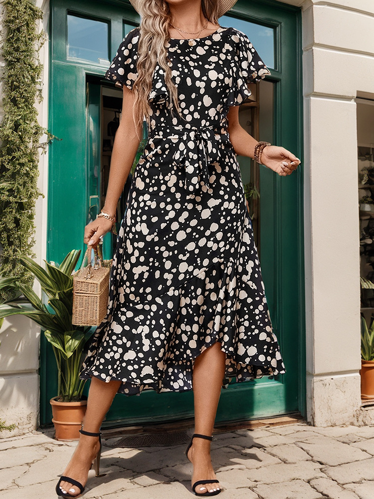 Summer polka dot European style dress for women