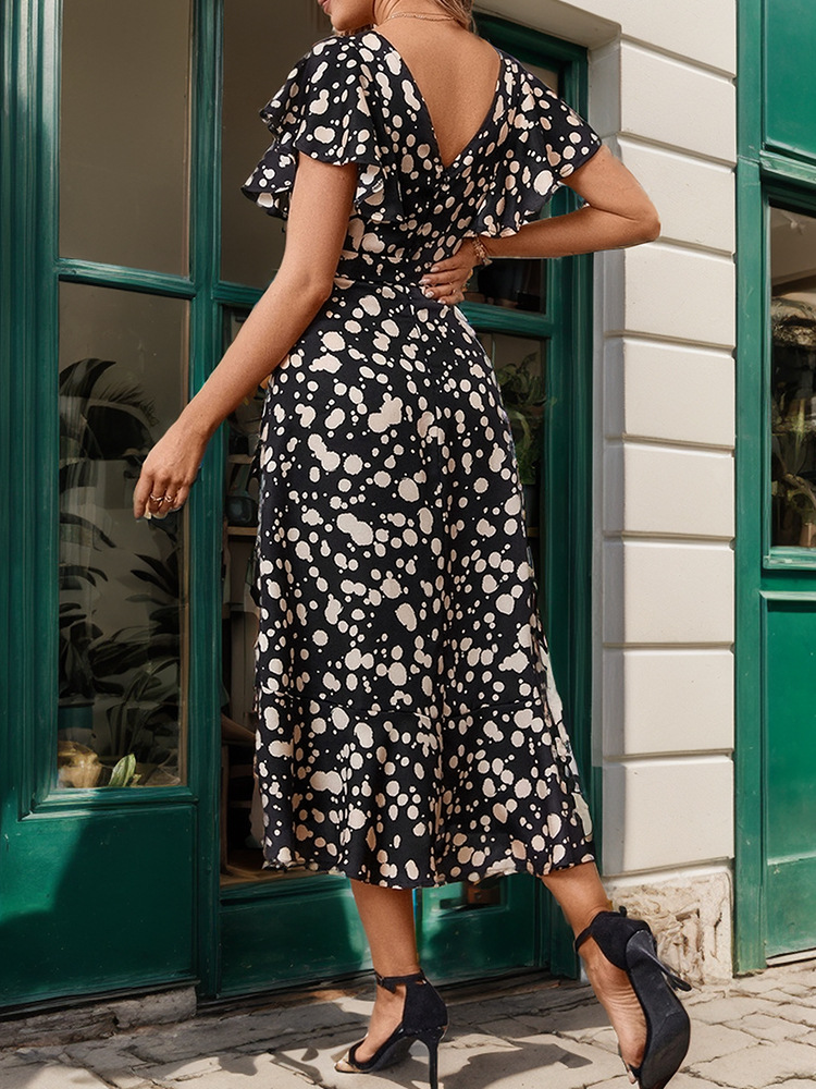 Summer polka dot European style dress for women