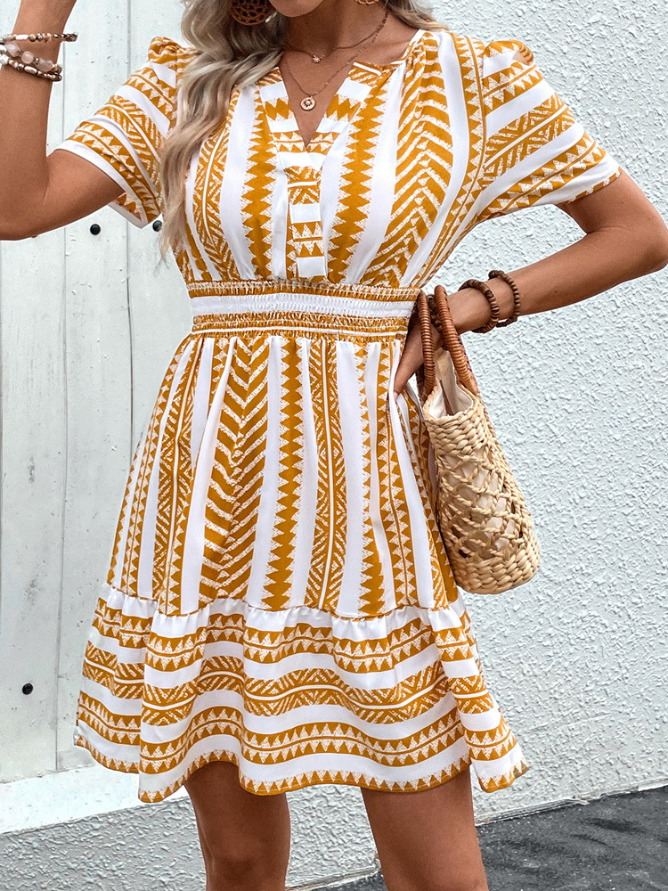 Bohemian style summer V-neck dress for women