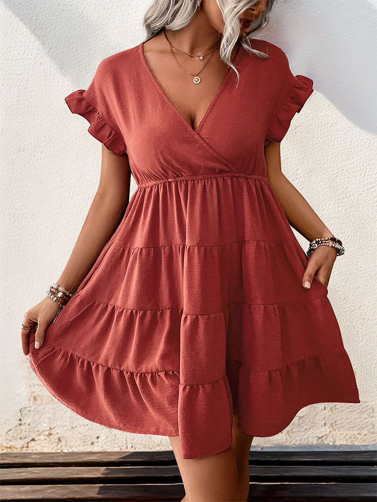 Summer pure raglan sleeve dress for women