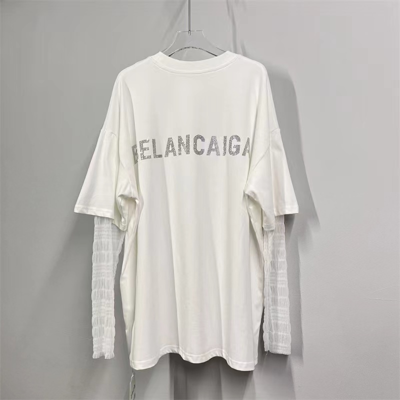 Spring Pseudo-two T-shirt large yard tops for women