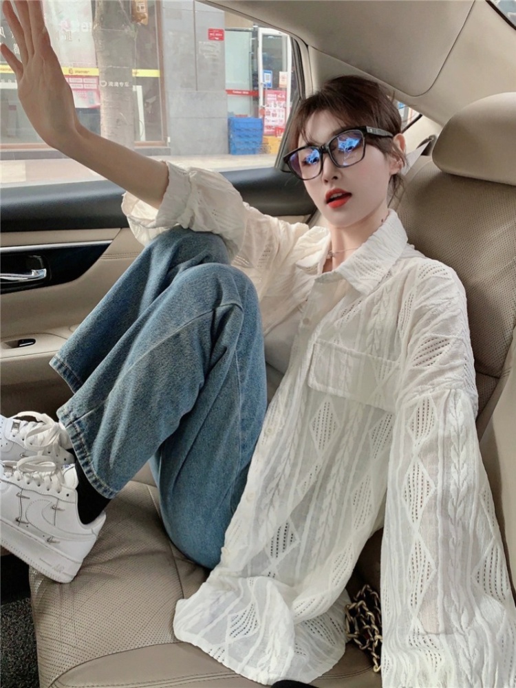 Niche crochet apricot coat lazy loose summer shirt for women