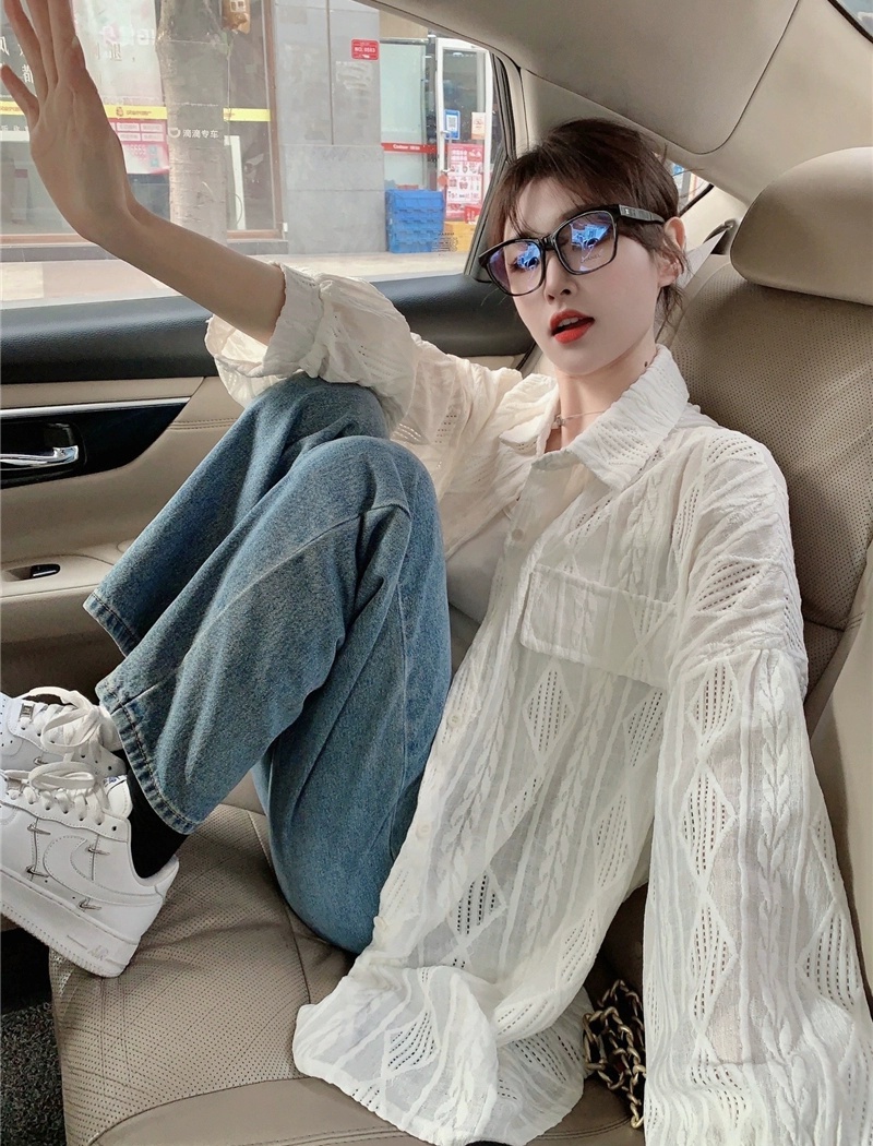 Niche crochet apricot coat lazy loose summer shirt for women