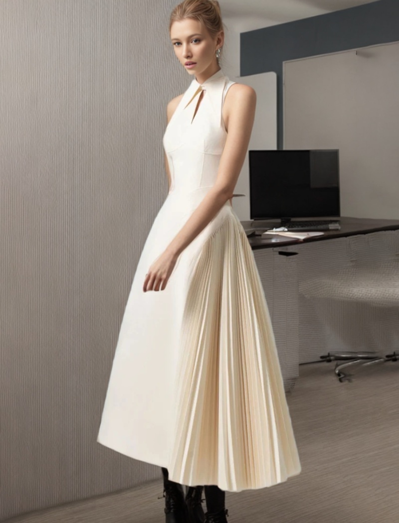 Slim crimp dress temperament long dress for women