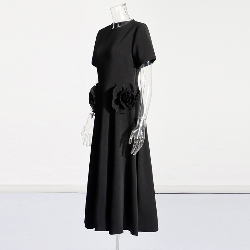 Splice long elegant dress stereoscopic slim long dress for women