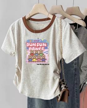 Pure cotton printing loose Korean style T-shirt