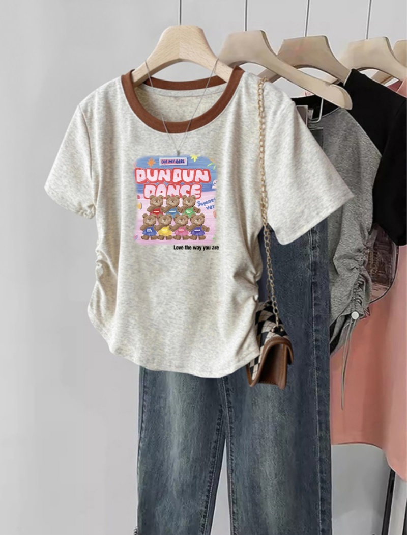 Pure cotton printing loose Korean style T-shirt