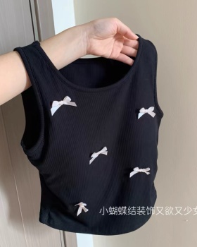 With chest pad enticement bottoming bow sling T-shirt