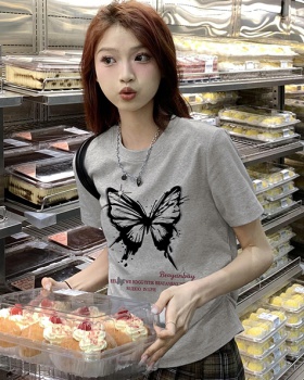 Summer butterfly printing T-shirt for women