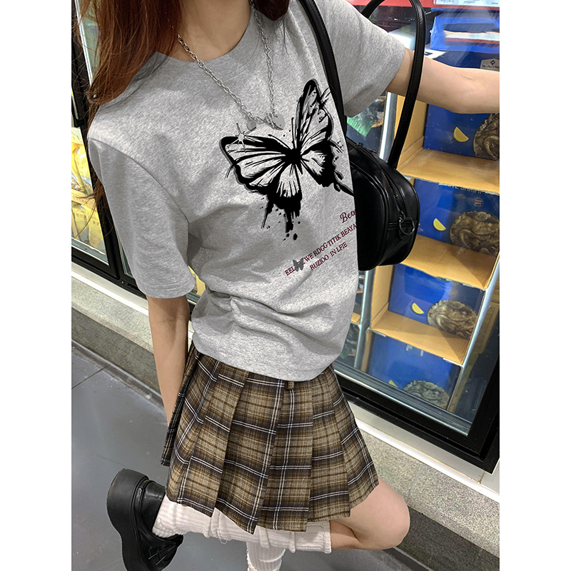 Summer butterfly printing T-shirt for women